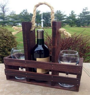 China Europe Single Package Wooden Wine Carrier For Gift Chinese OEM Rustic Style Wine Rack Wooden Wine Rack for sale