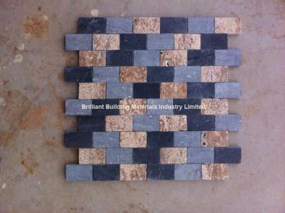 China Black Limestone Mosaic Mixed Travertine for sale