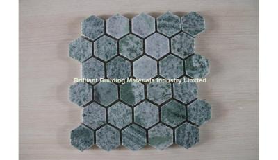 China Dark Green Marble Mosaic Tiles Hexagon Design for sale