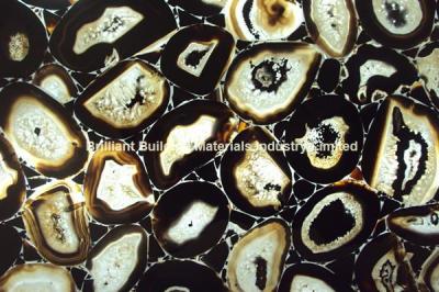 China Backlit Semiprecious Stone Black Agate Tiles for sale