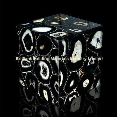 China Backlit Semiprecious Stone Black Agate Cube Box for sale