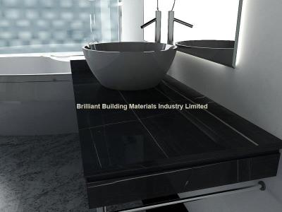 China Hunan Ink Black Marble Bathroomm Countertops,Black Marble Vanity Top for sale