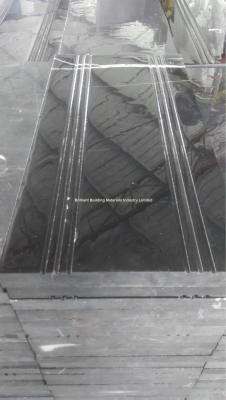 China Hunan Ink Black Marble Step With Anti-Slip Lines, Black Marble Stair for sale