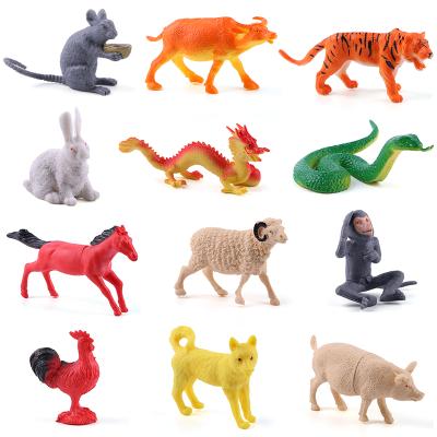 China Play Chinese Model Zodiac Animal Model Set New Year Gift Toys Animal Toys Simulation Chinese Dragon Snake Horse Twelve Sheep for sale