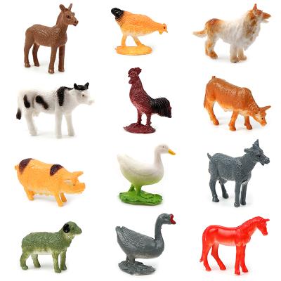 China Children Educational Toys PVC Simulation Farm Animal Model Set Early Props Cow, Rooster, Sheep Mini Toys Animals Children's Education Model for sale