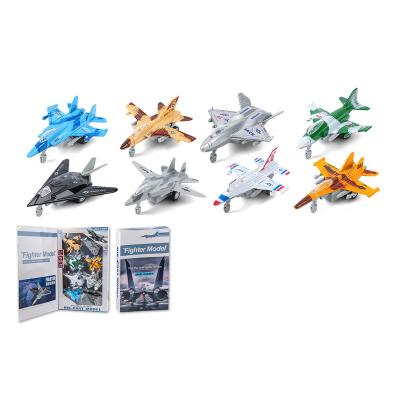 China Hot Selling 1:180 Diecast Toy QTOYS One Set With 8 Styles Mixed In A Display Box Die Cast Pull Back Flat Metal Alloy Airplane Model Toys for sale