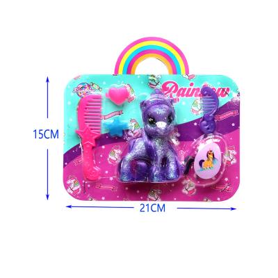 China New Soft Toys Fashion Girls Children Baby Toy Horse Surprise Set With Plastic Toys In Blister Card For Children for sale