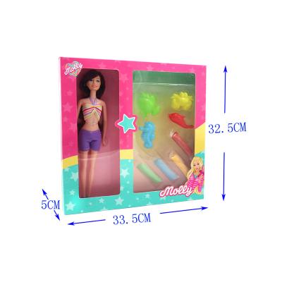 China Soft Customizable DIY Summer Beach Set Fashion Doll Hands Movemented With Toys In Window Box for sale