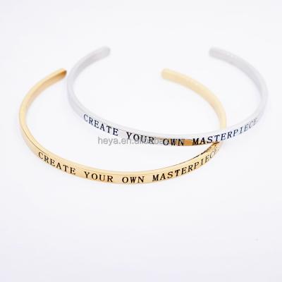 中国 Modern Silver Bangles Design Message Bracelet Stainless Steel Expandable Bangle 販売のため