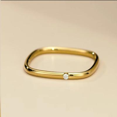 China Rings Jewelry Women Men Couple Ring Stainless Steel Square Ring with Zirconia zu verkaufen