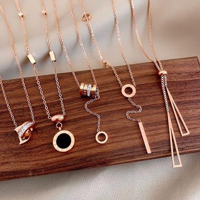 China Hot Selling Simple Design Pendant Necklace Crystal Rose gold Necklace for sale