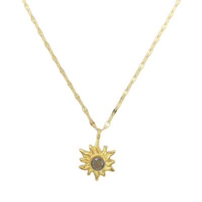 China Sun Shape Pendant Stainless Steel Stylish Gold Chain Necklace Women Flower Necklace for sale