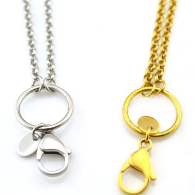 China Stainless steel silver and gold floating glass locket Rolo chain 24'' en venta