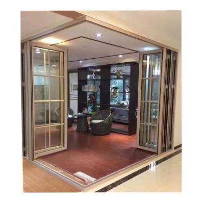 China Sound Insulation Customized Waterproof Exterior Aluminum Glass Sliding Bi Folding Door for sale