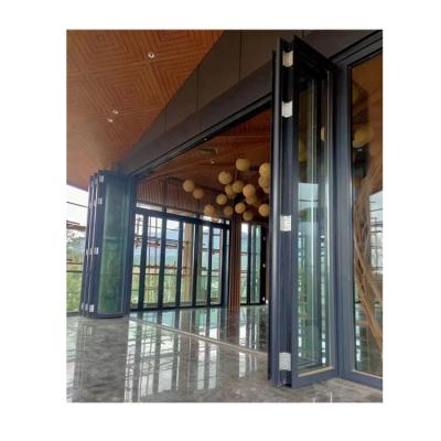 China Sound Insulation Customized Waterproof Exterior Aluminum Glass Sliding Bi Folding Door for sale