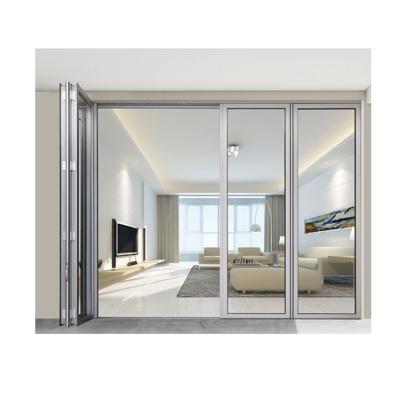 China Sound Insulation Customized Waterproof Exterior Aluminum Glass Sliding Bi Folding Door for sale