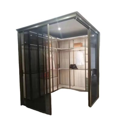 China Sound Insulation Xilin Moden Slim Frame Black Aluminum Multi Panel Tempered Glass Corner Sliding Door for sale