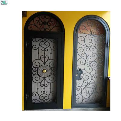 China High Quality Custom Made Exterior Security Doors Modern Metal Front Entry Double Exterior Security Anti-theft Galvanized Wrought Iron Front Door for sale