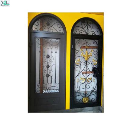 China Modern French Home Customized Thermal Steel Anti Theft Style Security Front Wrought Iron Steel Grilles Window Patio Doors for sale