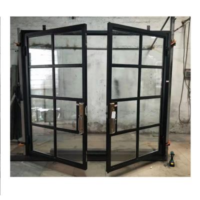 China French Home Customized High Quality Hot Galvanized Anti Theft Style Wrought Iron Modern Steel Grille Window Patio Doors for sale