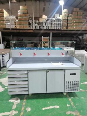 China Pizza Pre Table Refrigerator With Drawers Commercial Kitchen Salad Workbench for sale