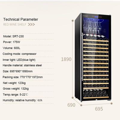 China Compressor cooling 230 Bottle Single Zone Wine Fridge for sale