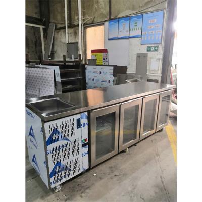 China Commerical los 2.4m los 8ft debajo de la puerta de cristal del refrigerador 4 contrarios de la barra en venta