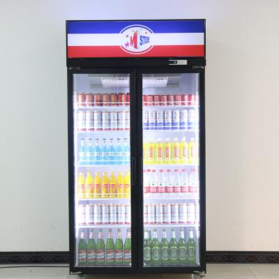 China Refrigerador de cristal de la exhibición del colmado de la puerta 1000L 2 negros en venta