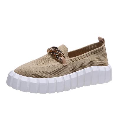 China Central Institute of Statistics large size of the new women's shoes flat metal loafers shoes chain flat women's shoes for sale