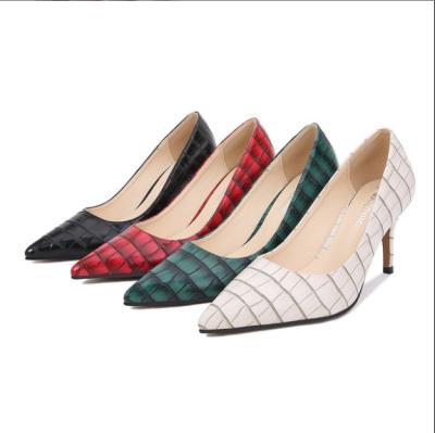 China 2021 Fashion Trend Women's Pointed Toe Pumps High Heel Court Shoes In Croc PU for sale