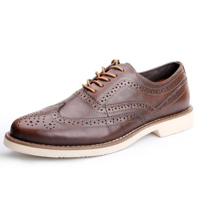 China Anti-Smell Color Lace Up Brogue Shoes Stylish Cow Leather Leather Casual Shoes For Men for sale