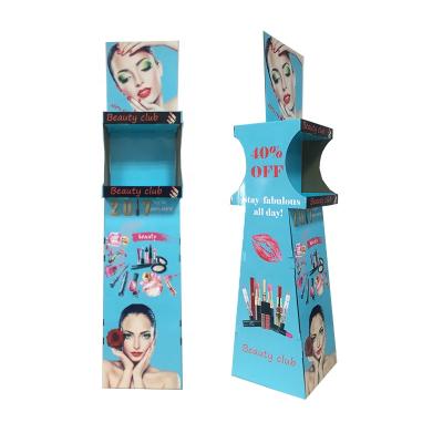 China Supermarkets storage promotion lip gloss display stand custom, lipstick display rack floor display stand with logo for sale