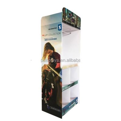 China Hanging And Portable Shelf Rack Stand Cardboard T-shirt Clothing Shelf Corrugated Custom Display for sale