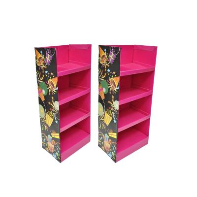 China Recycled Materials Selling Stand Paper Stand Printed Shelf Promotion Cardboard Floor Display Stand For T-shirt for sale