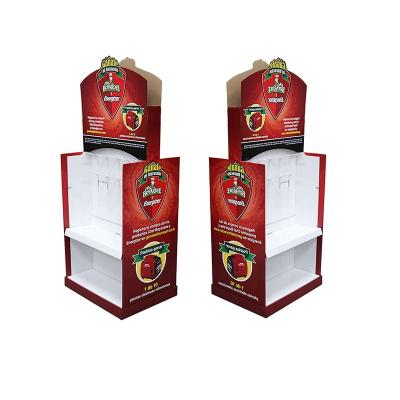 China Recycled Materials Two Sides Hook Rotating Hook Display Rack , Customized Cardboard Display Stand With Hooks For Display for sale