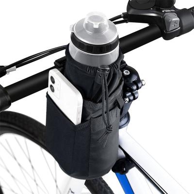 China Water Bottle Bag Drink Cup Holder Handlebars Water Bottle Holder Cage Bicycle Insulated Phone Storage Hanging Bag for sale