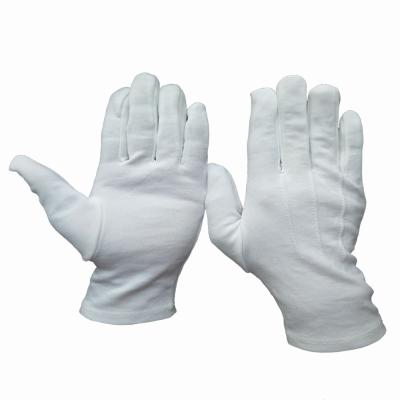 China Funeral Washable Soft Breathable Parade Marching Formal White Nylon Gloves With Three Straps On The Back for sale