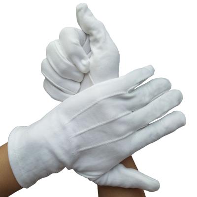 China Formal Honor Guard Tuxedo Suit Parade Funeral White Cotton Glove Gloves With Snap Cuff for sale