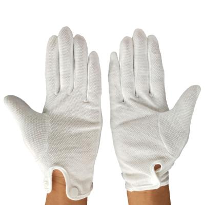 China PVC Cotton Dots Anti Skidding Button White Funeral Hand Gloves For Funeral Order for sale