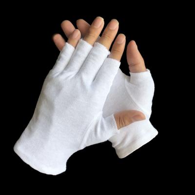 China 5017 5008 White Half-finger Gloves 100% Cotton Touch Screen Fingerless Flexible Eczema Work Gloves for sale