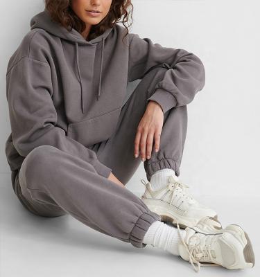 China OEM Wholesale Women's Heavyweight Sweatshirts Gray Oversized Hoodie Blank Washed Cotton Anti-pilling for sale