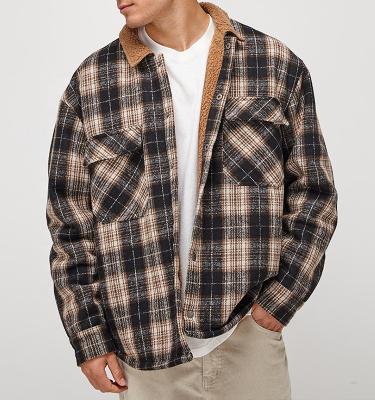 China Winter Outdoor Mens Flannel Jacket Breathable Faux Sherpa Lined Jacket Men for sale