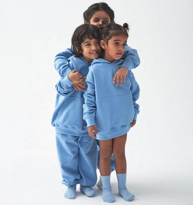 China Custom Kid Logo Hoodie Sweatshirts Sweatsuit Jogger Set Lovely Baby Blue Breathable Pullover for sale