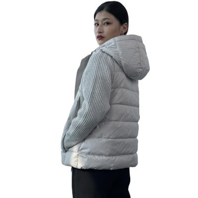 China Professional Manufacturer Cashmere Down Short Breathable Design With Hooded Goose Down Jacket For Woman for sale