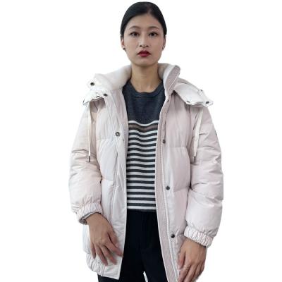 China Cheap Price High Quality Breathable Keep Warm Lightweight Gray Loose Version Goose Down Jacket For Woman for sale