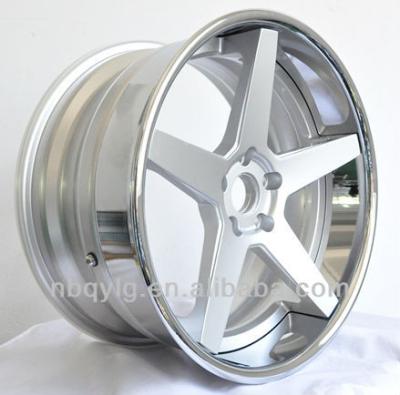 China Aluminum Chrome Lip, Silver Center, Three Piece Conave Forged Wheel for sale