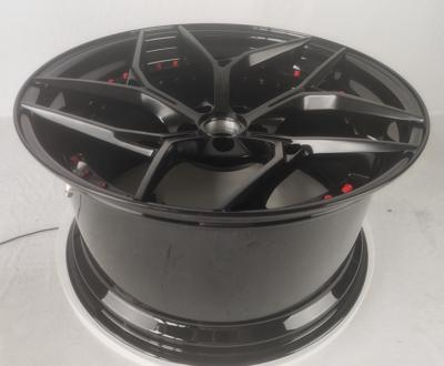 China Chinese Aluminum Wheel, Gloss Black Barrel, Matte Black Center 2 Pcs Forged Wheel for sale