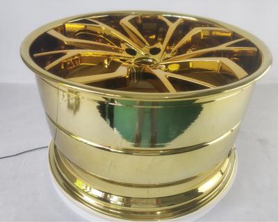 China Flat Lip CONCAVE, Big Concave, Gold Color 3 Piece Forged Wheel for sale