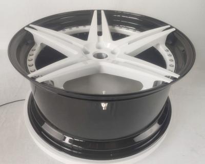 China Chinese Aluminum Wheel, Gloss Black Barrel, White Gloss Center 2 Pcs Forged Wheel for sale