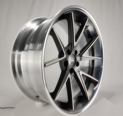 China Chinese aluminum wheel, polished lip, gunmetal center with brush face center 2 pcs forged wheel for sale